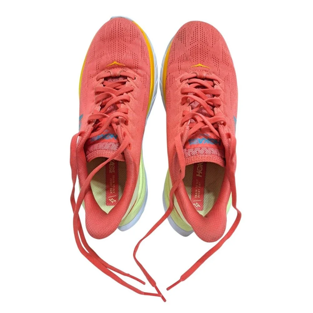Hoka One One Mach 4 Women's Size 7B Hot Coral Saffron Orange Yellow Running